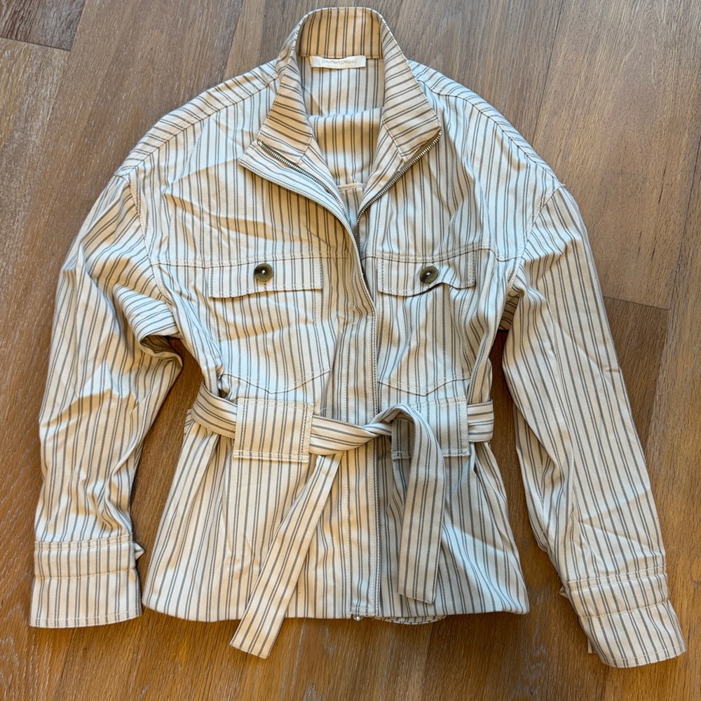 Jonathan Simkhai Rae Beige Cargo Jacket Ecru Striped